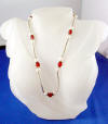 faceted red onyx freshwater pearl sterling silver link necklace