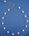 white freshwater pearl on coated stainless steel wire necklace