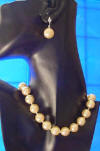 14mm golden shell pearl necklace and earrings