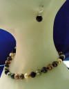 Sterling silver multi-color south sea shell pearl necklace and sterling silver leverback earrings
