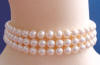 triple-strand creme rose crystal pearl choker