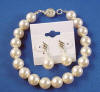 bridesmaid 10mm creamrose light bracelet and earrings jewelry set