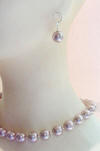 rose shell pearl necklace and leverback earrings