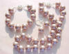 rose shell pearl necklace, bracelet and earrings