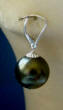 16mm sterling silver leverback black south sea shell pearl earrings