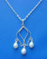 sterling silver rosebud pendant with dangling freshwater pearls necklace