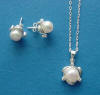 sterling silver freshwater pearl necklace and earrings jewelry set - perfect for wedding gifts