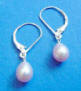 sterling silver pink pearl leverback earrings