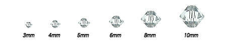 Swarovski crystal sizes - not all colors and shapes are available in all sizes - email us for questions.