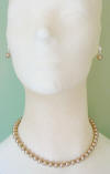 bronze crystal pearl necklace and earrings