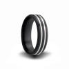 two sterling silver inlaid stripes in this black zirconium wedding ring from heavy stone rings (r)