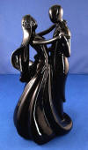 glazed black porcelain bride and groom wedding cake topper figurine