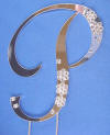 silver-plated clear crystal P wedding cake topper