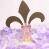 new orleans fleur de lis wedding cake topper in gold mirror acrylic