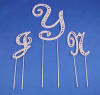 silver-plated crystal vintage monogram wedding cake topper letters j-y-n