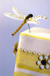 vdc dragonfly and crystal flowers accenting cake