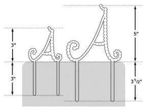 vdc crystal monograms come in 2 sizes - 3" and 5"