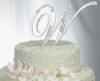 silver mirror acrylic single initial wedding cake topper with partial crystals