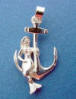 sterling silver 3-d mermaid on anchor charm/pendant