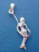 sterling silver 3-d mermaid on fishing hook charm