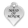 sterling silver heart charm says maid of honor