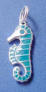 sterling silver aqua enamel seahorse charm