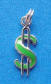 sterling silver green enamel dollar sign charm