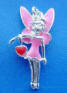 sterling silver pink enamel fairy holding a red enamel heart