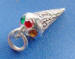 sterling silver ice cream cone cone with multi-color rhinestones