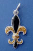 sterling silver black and gold enamel fleur de lis charm