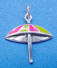 sterling silver and pink and green enamel beach umbrella charm
