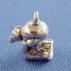 sterling silver 3-d petite bear on log charm