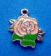 sterling silver pink enamel epoxy and green enamel epoxy rose charm