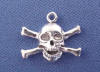 sterling silver girls rule skull and cross bones charm