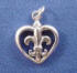 sterling silver fleur de leis in heart charm