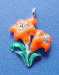 sterling silver orange and green enamel lily charm