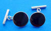 sterling silver round black onyx cuff links