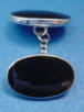 sterling silver black onyx oval cuff link