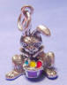 sterling silver easter bunny charm with multi-color enamel basket with eggs