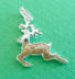 sterling silver brown enamel flying reindeer charm