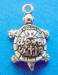 sterling silver turtle charm that says "I Love Turtles"