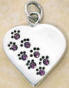 sterling silver june paw prints heart pendant