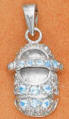 large baby shoe sterling silver march birthstone pendant