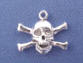 sterling silver skull and crossed bones cake charm