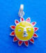 sterling silver yellow and orange enamel sun charm