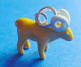 sterling silver golden enamel ram charm with white enamel horns