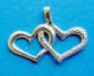 sterling silver two linked hearts charm pendant