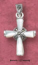 sterling silver mother of pearl and marcasite cross necklace