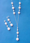 Multi coin pearl necklace and earrings jewelry set