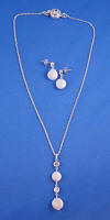 coin pearl necklace and earrings